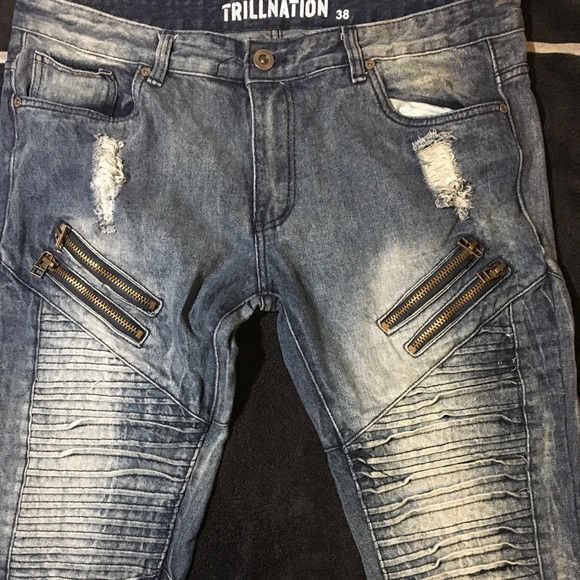 TRILLNATION BIKER JEANS - Picture 1 of 4